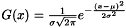 $ G(x) = \frac{1}{{\sigma \sqrt {2\pi } }}e^{ - \frac{{\left( {x - \mu } \right)^2 }}{{2\sigma ^2 }}} $