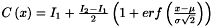 $ C\left( x \right) = I_1 + \frac{{I_2 - I_1 }}{2}\left( {1 + erf\left( {\frac{{x - \mu }}{{\sigma \sqrt 2 }}} \right)} \right) $