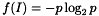 \[ f(I) = -p \log_2 p \]