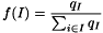 \[ f(I) = \frac{q_I}{\sum_{i \in I} q_I} \]