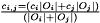 $ c_{i,j} = (c_i |O_i| + c_j |O_j|) \over (|O_i| + |O_j|) $