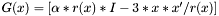 $ G(x) = [\alpha*r(x)*I - 3*x*x'/r(x) ]$