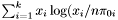 $ \sum^{k}_{i=1}x_{i}\log(x_{i}/n\pi_{0i}$