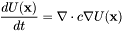 \[\frac{d U(\mathbf{x})}{d t} = \nabla \cdot c \nabla U(\mathbf{x})\]