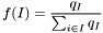 \[ f(I) = \frac{q_I}{\sum_{i \in I} q_I} \]