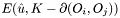 $ E(\hat{u},K-\partial(O_i,O_j)) $