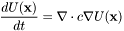 \[\frac{d U(\mathbf{x})}{d t} = \nabla \cdot c \nabla U(\mathbf{x})\]
