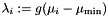 $\lambda_i := g(\mu_i - \mu_{\rm min})$