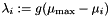 $\lambda_i := g(\mu_{\rm max} - \mu_i)$
