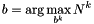 \[ b = \arg \max_{b^k} N^k \]