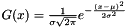 $ G(x) = \frac{1}{{\sigma \sqrt {2\pi } }}e^{ - \frac{{\left( {x - \mu } \right)^2 }}{{2\sigma ^2 }}} $