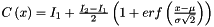 $ C\left( x \right) = I_1 + \frac{{I_2 - I_1 }}{2}\left( {1 + erf\left( {\frac{{x - \mu }}{{\sigma \sqrt 2 }}} \right)} \right) $
