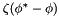 $ \zeta( \phi^{*} - \phi) $