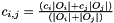 $ c_{i,j} = \frac{(c_i |O_i| + c_j |O_j|)}{(|O_i| + |O_j|)} $