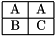 \[\begin{tabular}{|c|c|} \hline A & A \\ \hline B & C \\ \hline \end{tabular}\]