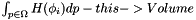 $ \int_{p \in \Omega} H(\phi_i) dp - this->Volume $