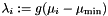 $\lambda_i := g(\mu_i - \mu_{\rm min})$