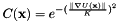 \[C(\mathbf{x}) = e^{-(\frac{\parallel \nabla U(\mathbf{x}) \parallel}{K})^2}\]