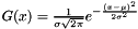 $ G(x) = \frac{1}{{\sigma \sqrt {2\pi } }}e^{ - \frac{{\left( {x - \mu } \right)^2 }}{{2\sigma ^2 }}} $