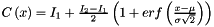 $ C\left( x \right) = I_1 + \frac{{I_2 - I_1 }}{2}\left( {1 + erf\left( {\frac{{x - \mu }}{{\sigma \sqrt 2 }}} \right)} \right) $