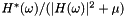 $H^*(\omega) / (|H(\omega)|^2 + \mu)$