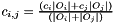 $ c_{i,j} = \frac{(c_i |O_i| + c_j |O_j|)}{(|O_i| + |O_j|)} $