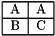 \[\begin{tabular}{|c|c|} \hline A & A \\ \hline B & C \\ \hline \end{tabular}\]
