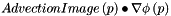\[ AdvectionImage\left( p \right) \bullet \nabla \phi\left( p \right) \]