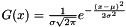$ G(x) = \frac{1}{{\sigma \sqrt {2\pi } }}e^{ - \frac{{\left( {x - \mu } \right)^2 }}{{2\sigma ^2 }}} $
