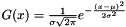 $ G(x) = \frac{1}{{\sigma \sqrt {2\pi } }}e^{ - \frac{{\left( {x - \mu } \right)^2 }}{{2\sigma ^2 }}} $