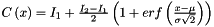 $ C\left( x \right) = I_1 + \frac{{I_2 - I_1 }}{2}\left( {1 + erf\left( {\frac{{x - \mu }}{{\sigma \sqrt 2 }}} \right)} \right) $