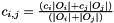 $ c_{i,j} = \frac{(c_i |O_i| + c_j |O_j|)}{(|O_i| + |O_j|)} $